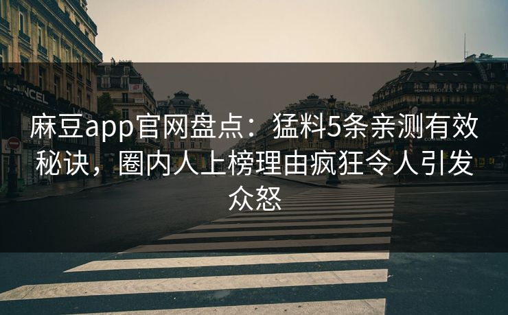 麻豆app官网盘点：猛料5条亲测有效秘诀，圈内人上榜理由疯狂令人引发众怒  第1张