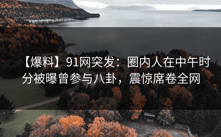 【爆料】91网突发：圈内人在中午时分被曝曾参与八卦，震惊席卷全网